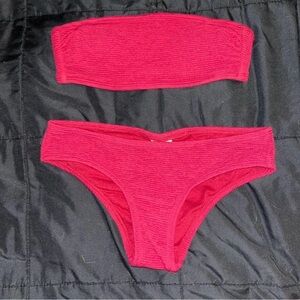 Red Bandeau Bikini Set